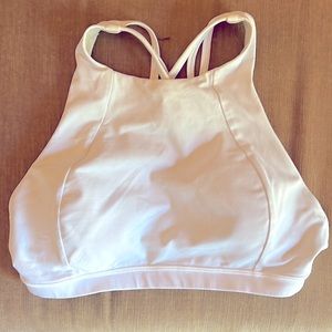 Lululemon, white high-neck sports bra, size 8/10, C/D cup